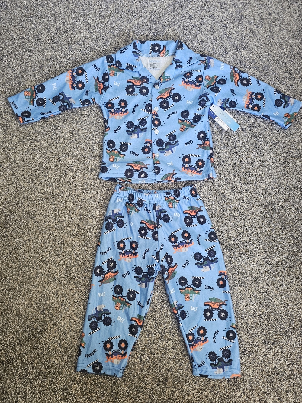 Blue Monster Truck Kids Pajama Set